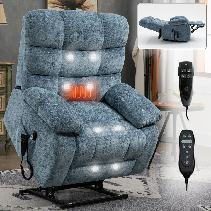 Mondawe Lift Recliner Chair Heat Massage Dual Motor Infinite Position Up to 350 LBS Large Electric Power Lift Recliners with Power-Remote