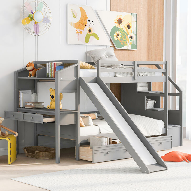 Merax Bunk Bed with Storage Staircase and Drawers