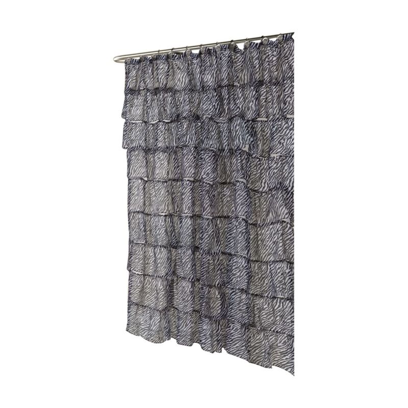 Carnation Home Fashions "Carmen" Polyester Shower Curtain - Black/White 70x72"