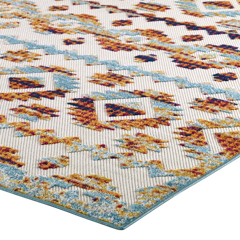 Reflect Takara Distressed Contemporary Abstract Diamond Moroccan Trellis 8x10 Indoor and Outdoor Area Rug - Multicolored