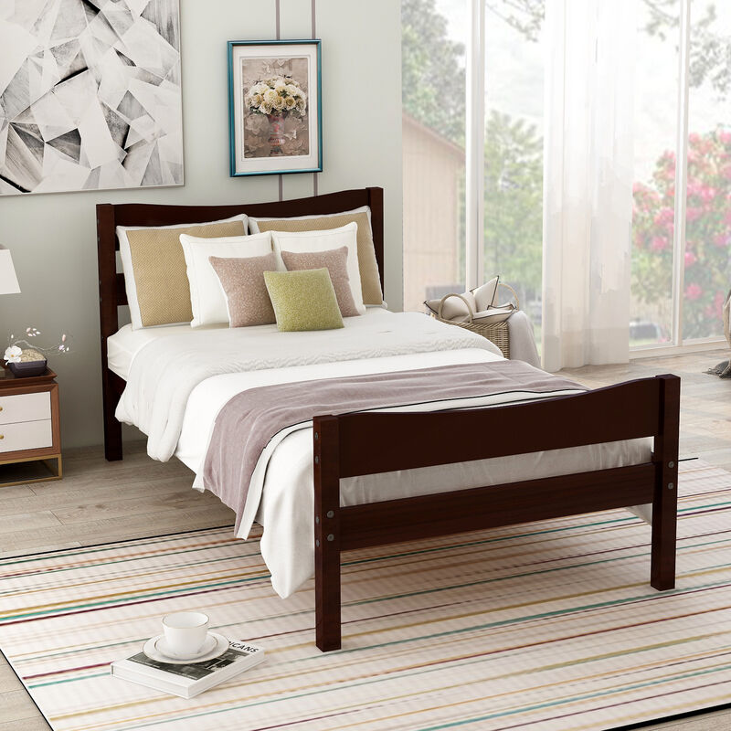 Merax Wood Platform Bed with Headboard and Wooden Slat Support