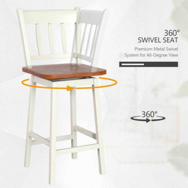 Set of 2 Swivel Bar Stools with 360� Swiveling