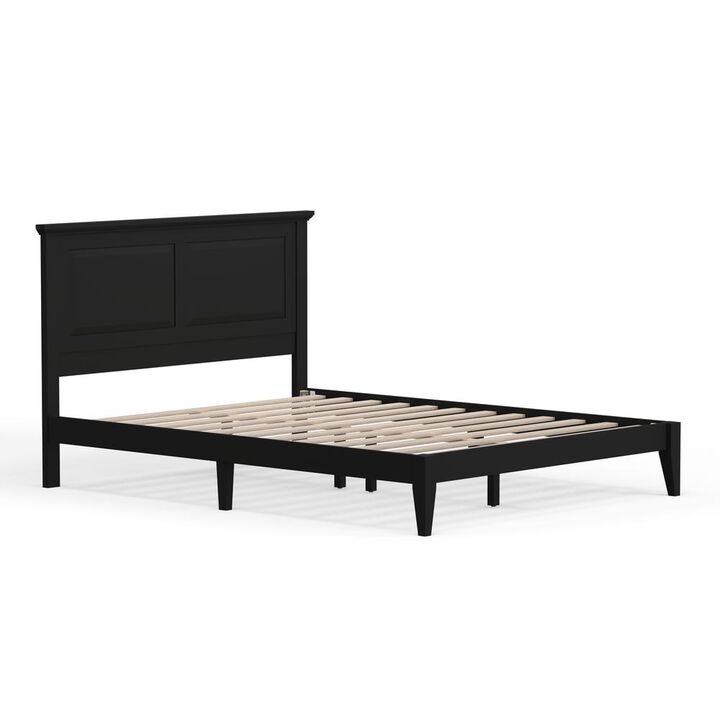 Glenwillow Home Cottage Style Wood Platform Bed in Queen - Black
