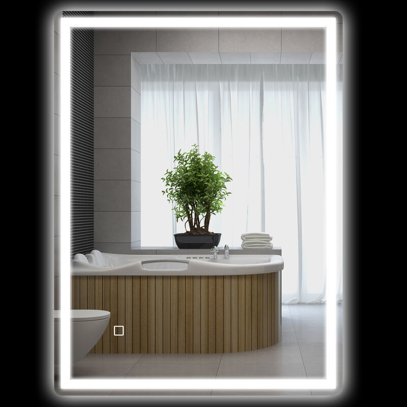 Dimmable Bathroom Mirror with LED Lights, 3 Colors, Defogging Film