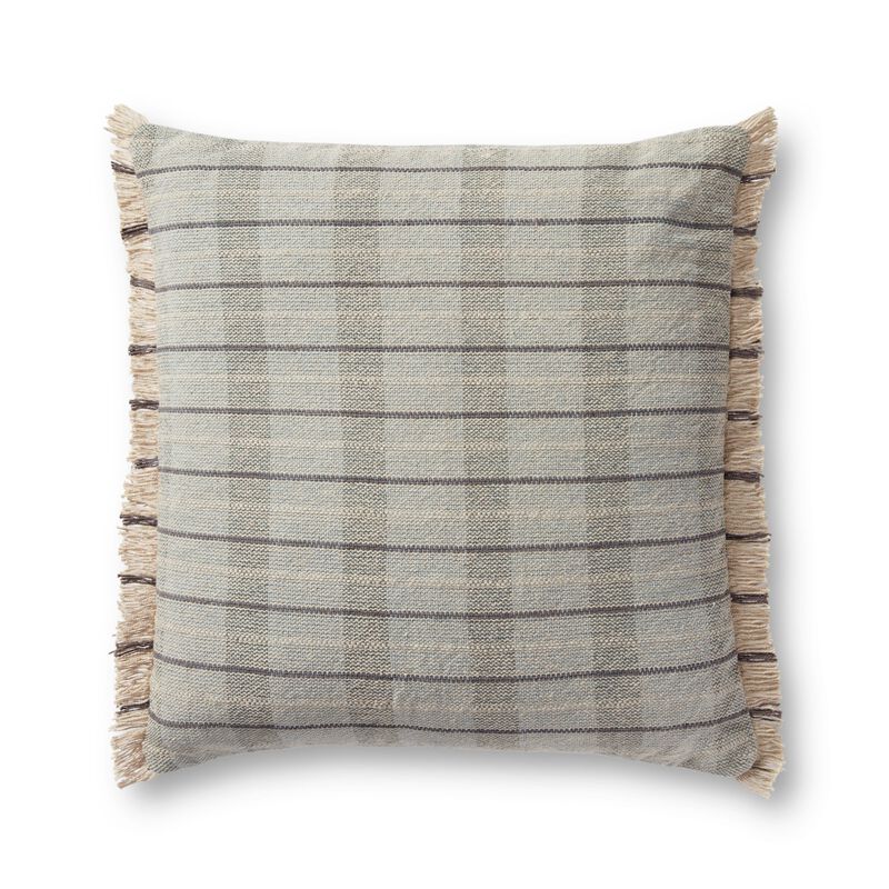 Riley PMH0043 Sage/Natural 22''x22'' Polyester Pillow by Magnolia Home by Joanna Gaines x Loloi, Set of Two