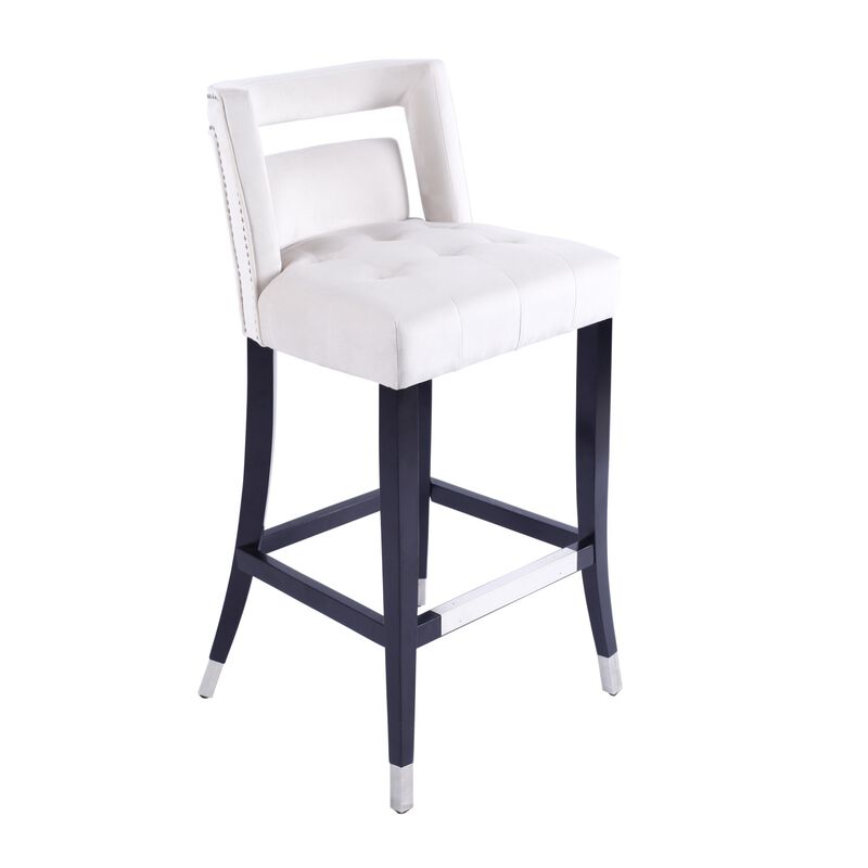 Suede Velvet Barstool with nailheads Dining Room Chair 2 pcs Set - 30 inch Seater height