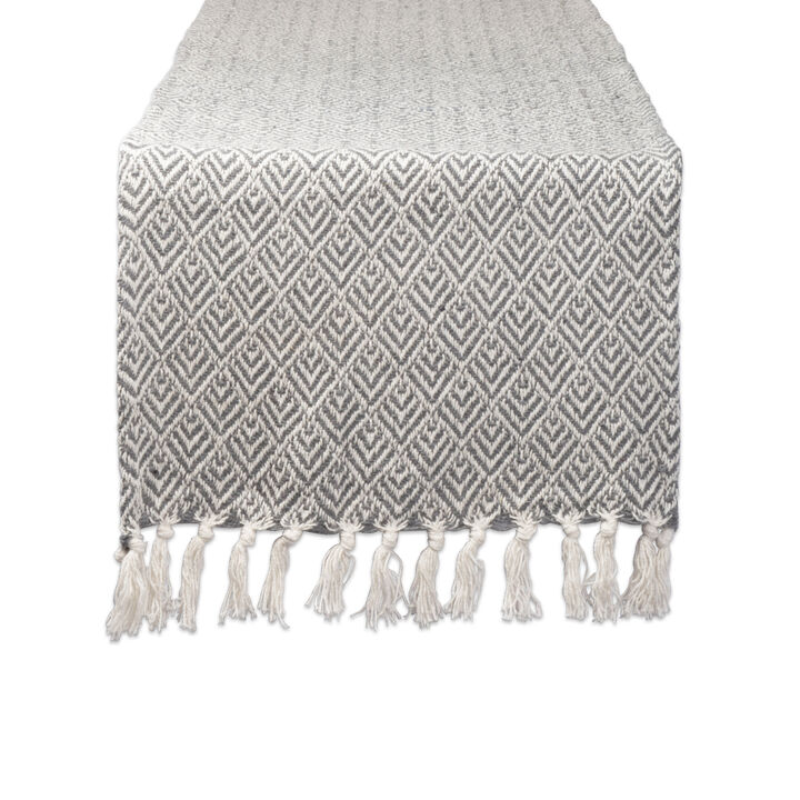 72" Gray and White Rectangular Diamond Weaved Table Runner