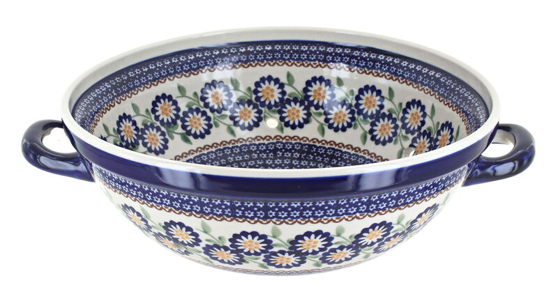 Blue Rose Polish Pottery Peach Blossom Colander