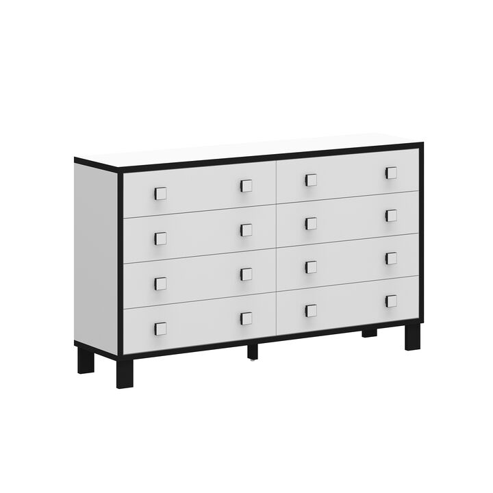 FUFU&GAGA 8-Drawer Modern Dresser, Storage Chest with Spacious Drawers (63" W x 15.6" D x 37.4" H), White