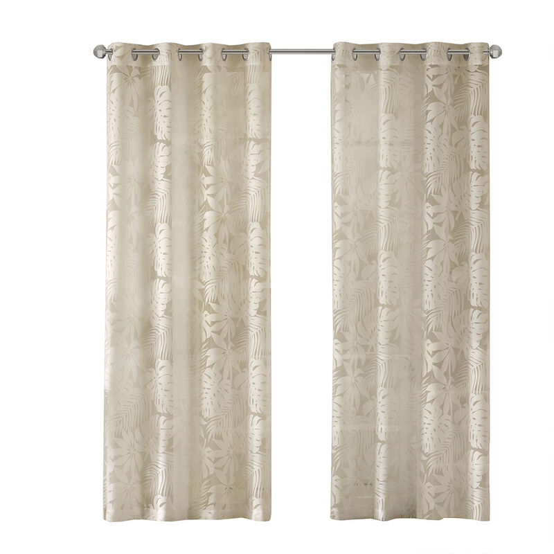 Gracie Mills Zephyr Costal Lightweight Burnout Sheer Window Curtain