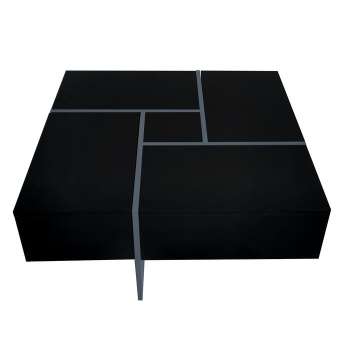 Merax Square UV High-gloss Coffee Table with Storage