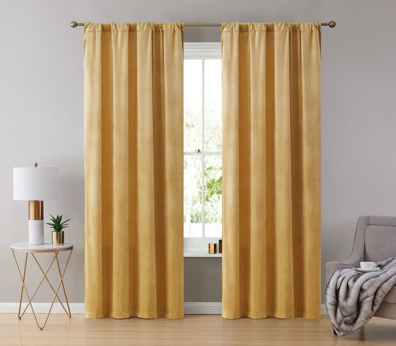 THD Maria Velvet Premium Soft Light Filtering Back Tab Rod Pocket Window Treatment Curtain Drapery Panels for Bedroom & Living Room - Set of 2 Panels