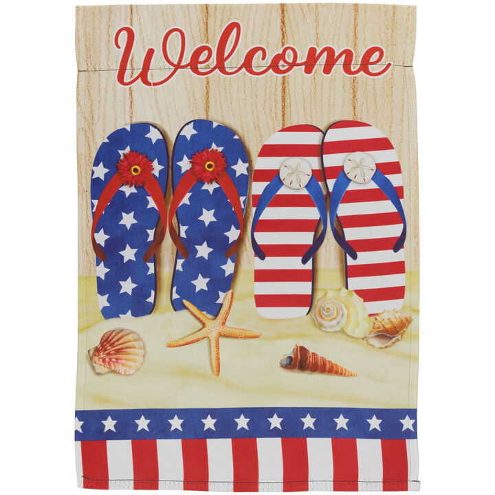 Sandy Beach "Welcome" Patriotic Outdoor Garden Flag - 18" x 12.5"