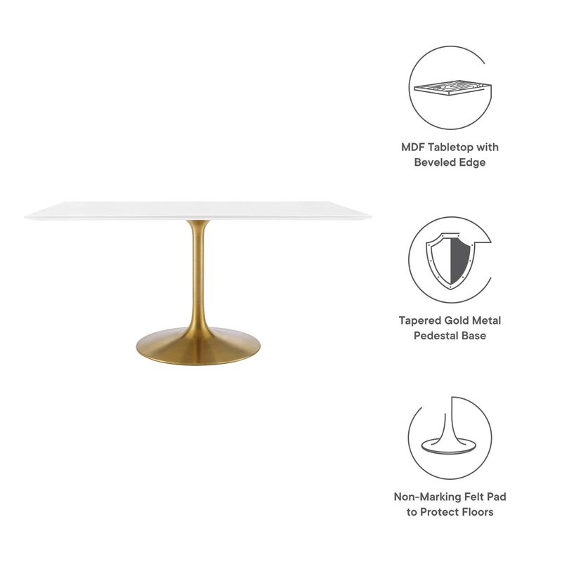 Modway - Lippa 60" Rectangular Wood Dining Table Gold White