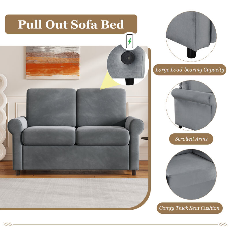 Merax Pull Out Sleeper Sofa Bed with Two USB Ports