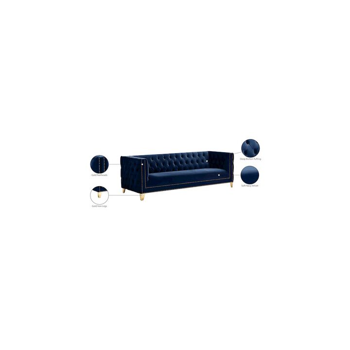 Meridian Furniture Michelle Navy Velvet Sofa