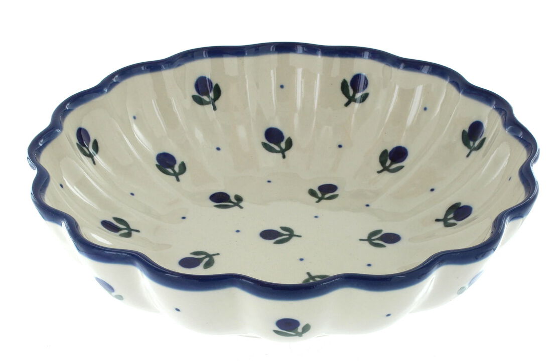 Blue Rose Polish Pottery Bluebird Medium Scallop Dish