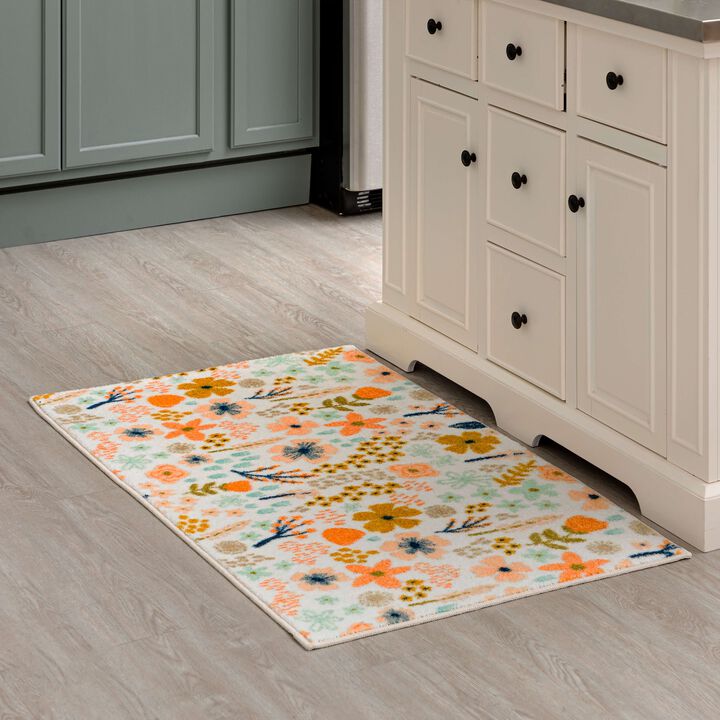 Whimsy Floral Cream 2' 6" x 4' 2" Kitchen Mat