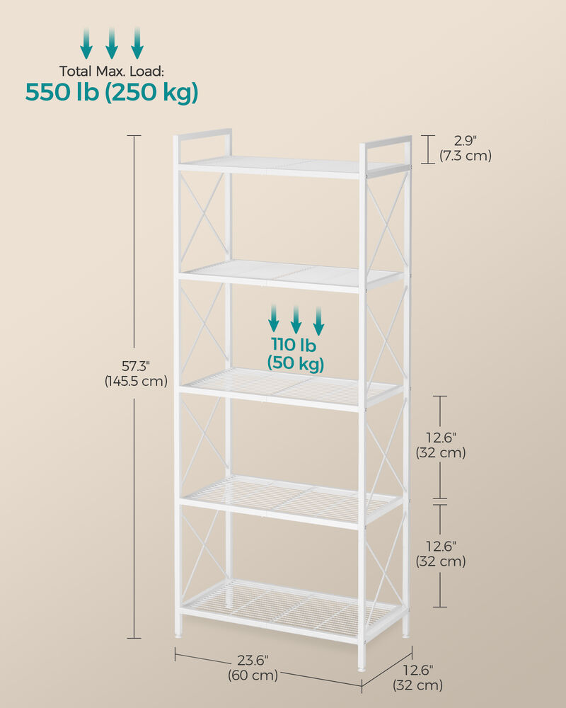 23.6" Wide Storage Rack with X Side Frames Cloud White