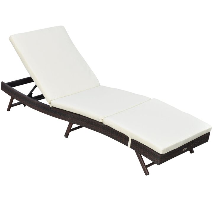 White Outdoor Lounger: Wicker Chair with Adjustable Backrest & Cushion