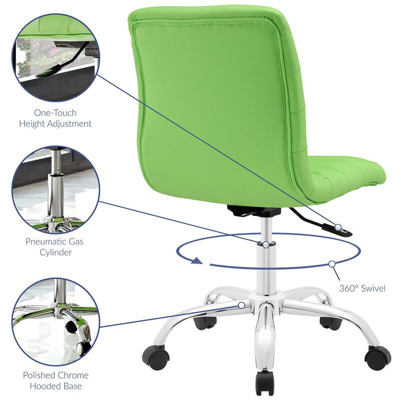 Modway Furniture - Ripple Armless Mid Back Vinyl Office Chair Bright Green