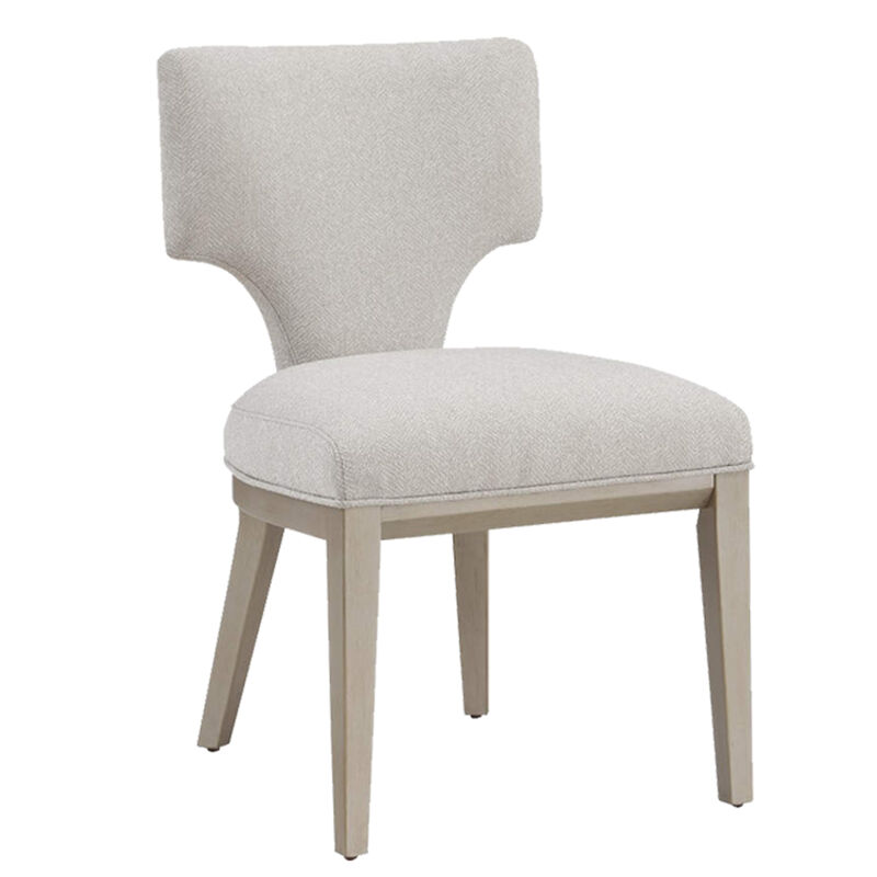 Kyna 21 Inch Side Dining Chair Set of 2, Curved Backrest, Champagne Linen - Benzara