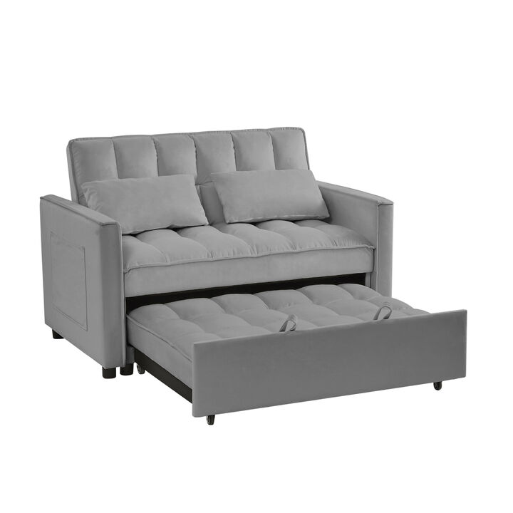 Grey Velvet Loveseat Sofa Bed