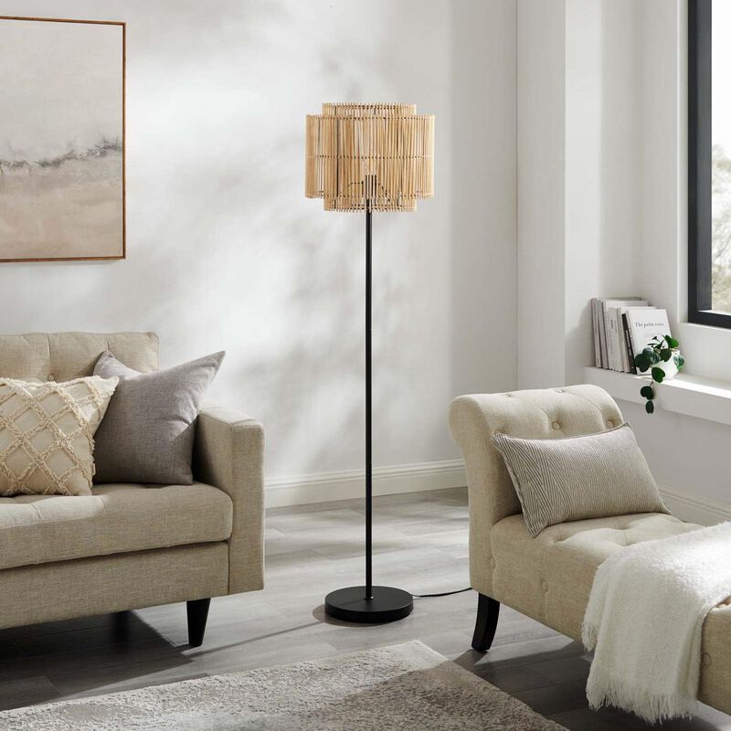 Modway Nourish 1-Light Modern Bamboo/Metal Floor Lamp in Natural