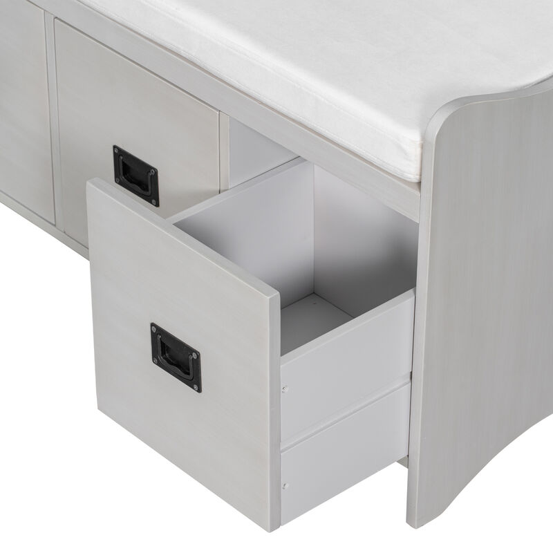 Merax  Luxurious Storage Bench with Drawers and Backrest