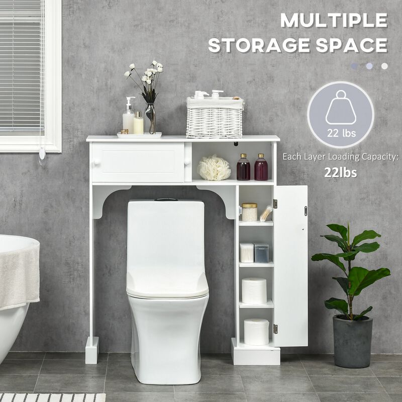 White Bathroom Maximizer: Over-Toilet Storage Cabinet with Shelves