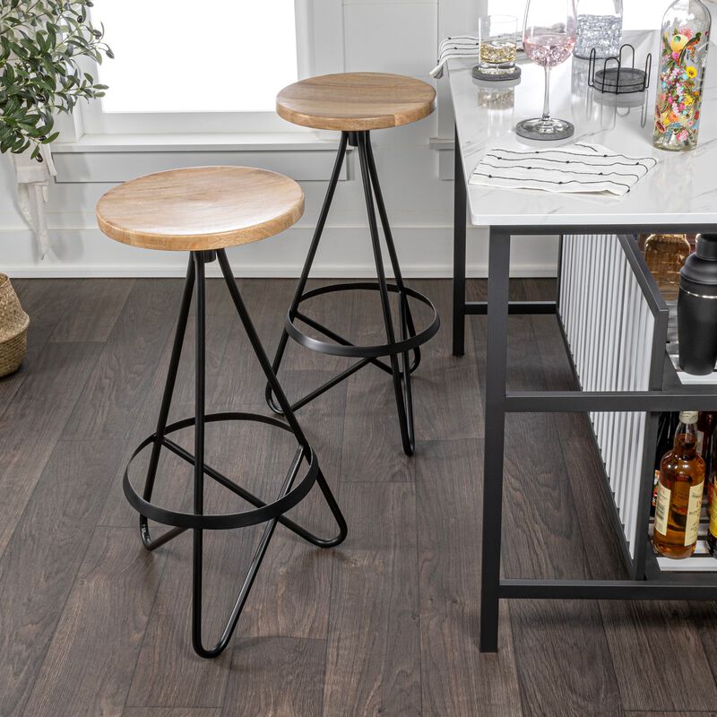 Spiroa 30" Modern Industrial Metal Backless Circular Bar Stool