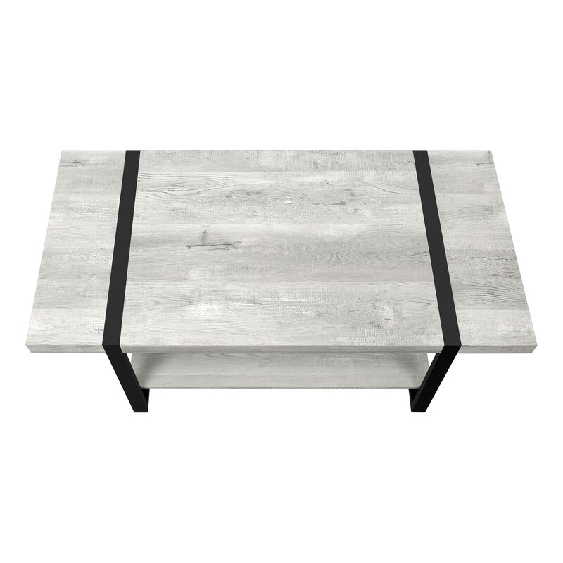 Monarch Specialties I 2855 Coffee Table, Accent, Cocktail, Rectangular, Living Room, 48"L, Metal, Laminate, Grey, Black, Contemporary, Modern