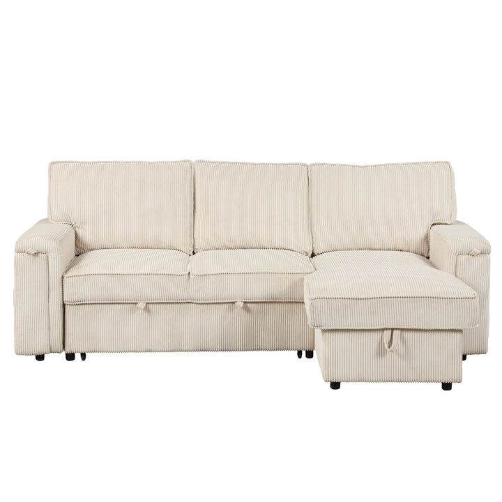 Merax Upholstery Sleeper Sectional Sofa with Storage