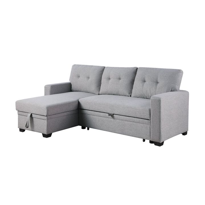 CP HomeDecor Devion Furniture Polyester Fabric Reversible Sleeper Sectional Sofa - Light Gray