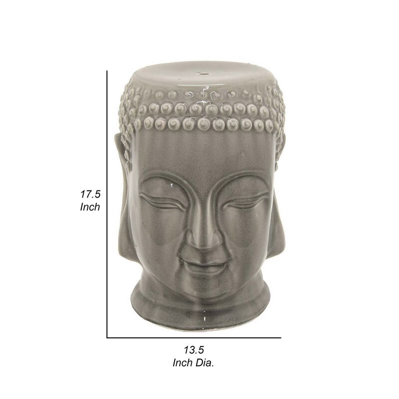 Suny 18 Inch Buddha Plant Stand Table, Figurine, Gray, Transitional Style - Benzara
