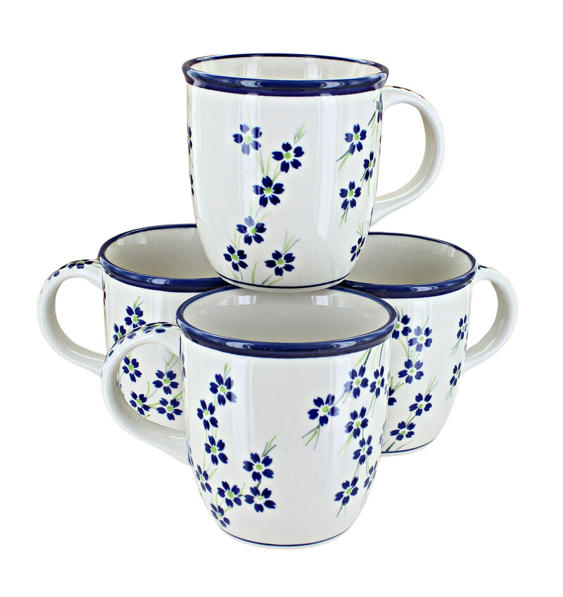 Blue Rose Polish Pottery Daisy 4 Piece Mug Set