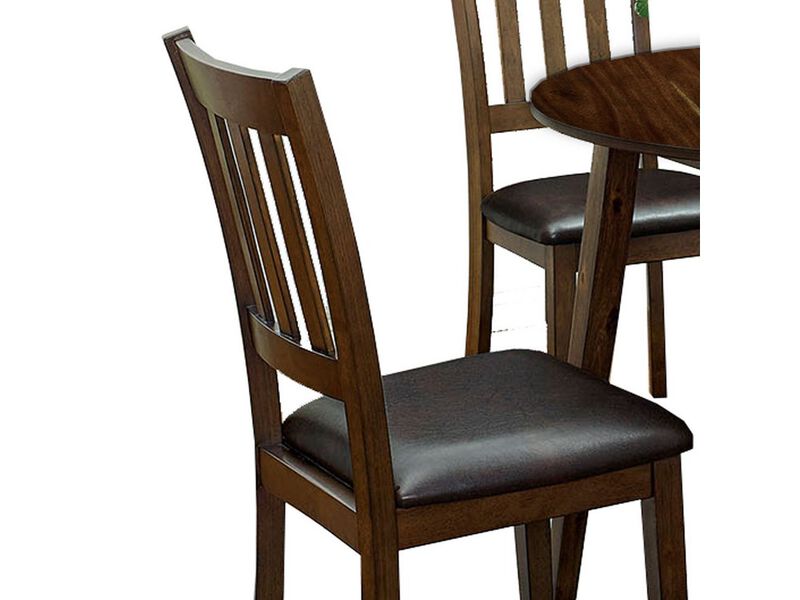 Wooden Dining Table with Ladder Back Style Chairs, Set of 5, Brown - Benzara