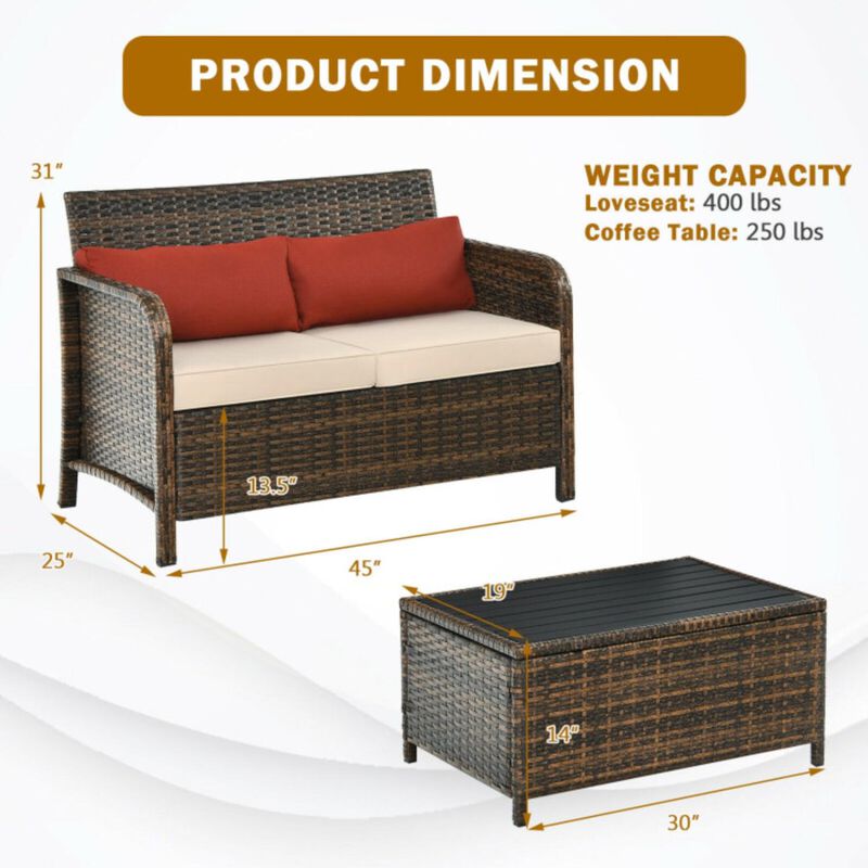 Hivvago 2 Pieces Cushioned Patio Rattan Furniture Set