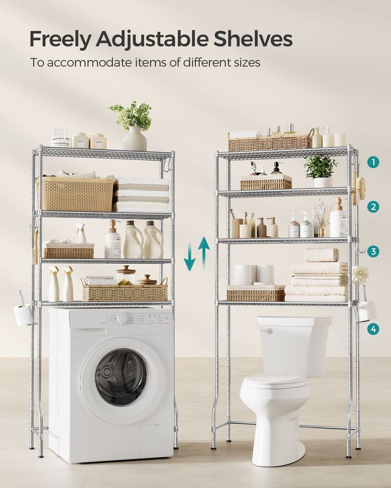 4-Tier Metal Over-the-Toilet Storage Shelf