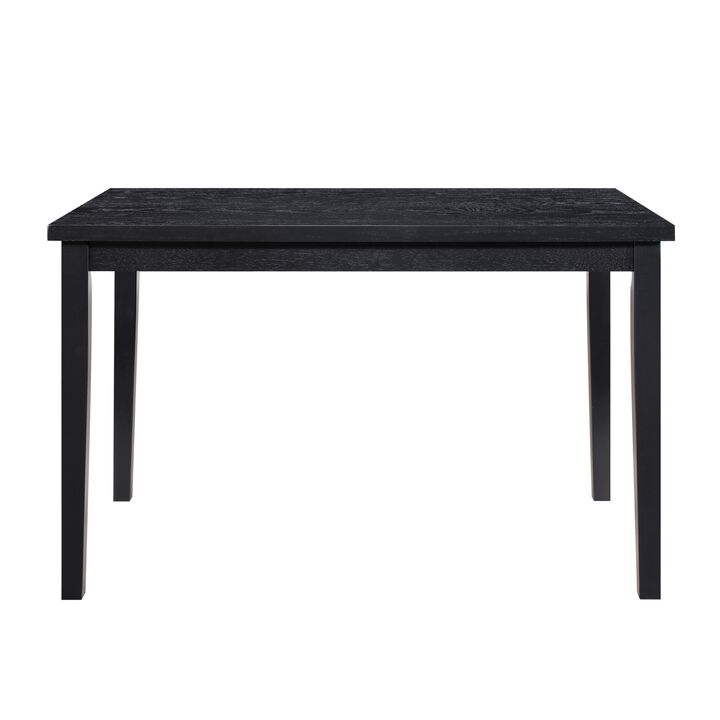 Andy 48 Inch Dining Table, 4 Seater, Rectangular Top, Black Solid Wood - Benzara