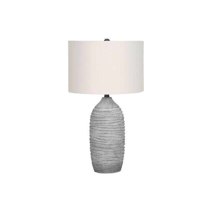 Monarch Specialties I 9723 - Lighting, 27"H, Table Lamp, Grey Resin, Ivory / Cream Shade, Modern