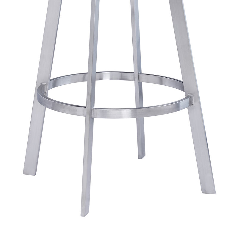 Saturn Counter Height Swivel Faux Leather and Brushed Stainless Steel Bar Stool