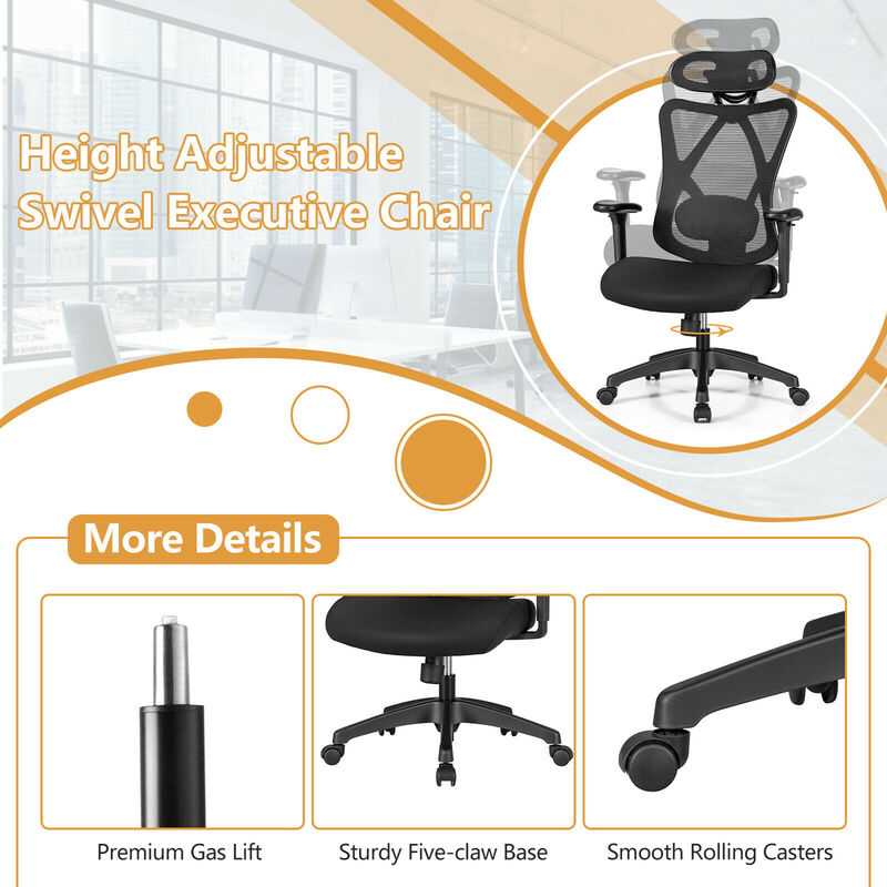 Costway Reclining Mesh Office Chair Swivel Chair w/ Adjustable Lumbar Support