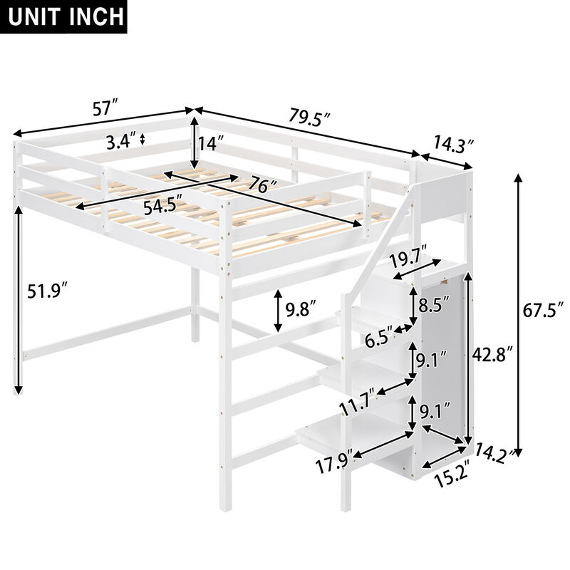 Merax Loft Bed with Storage Wardrobe and Staircase