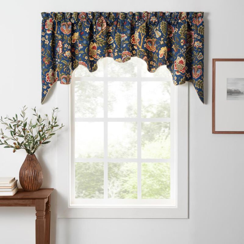 Ellis Curtain Regency Swag Shaped 3" Rod Pocket Valances for Windows 100" x 30" Navy