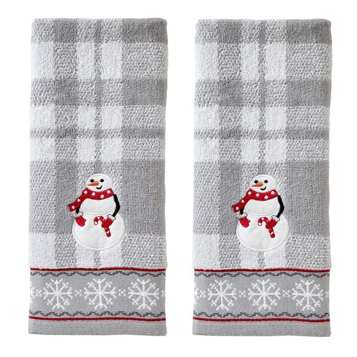 SKL Home By Saturday Knight Ltd Whistler Snowman Hand Towel - 2-Pack - 16X25", Gray