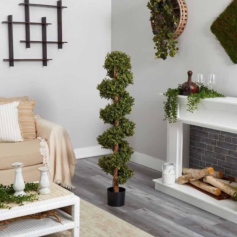 HomPlanti 5 Feet Boxwood Spiral Topiary Artificial Tree (Indoor/Outdoor)