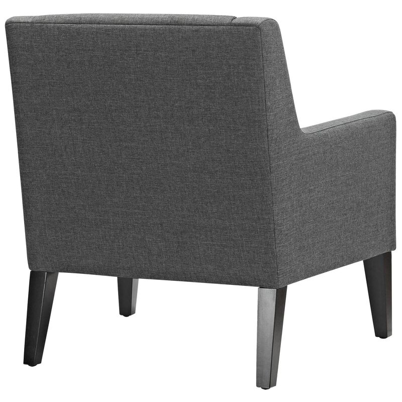 Modway Earnest Button Tufted Mid-Century Modern Accent Arm Lounge Chair in Gray