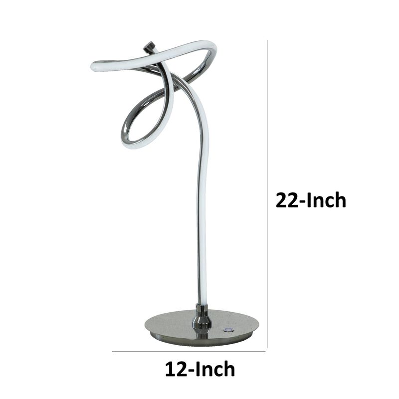 Sea 22 Inch Table Lamp, Accent Twisted LED Light, Modern Style, Chrome Base-Benzara