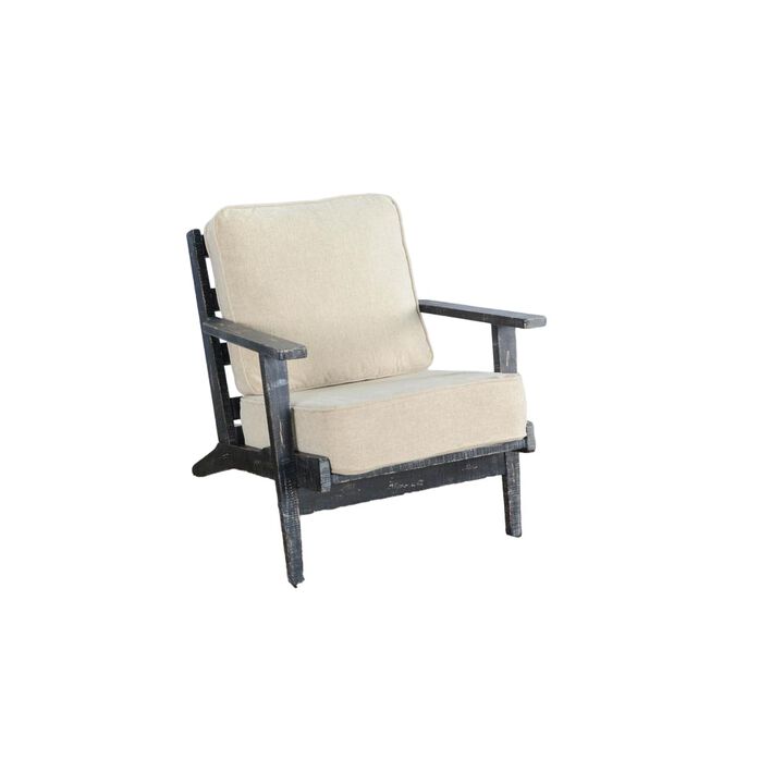 Sunny Designs Marina Mid-Century Mahogany Accent Chair with Cushion - Black Sand